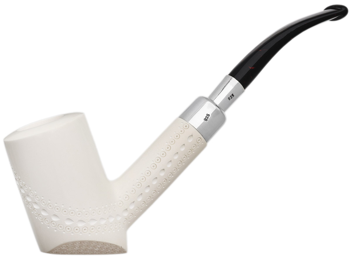 AKB Meerschaum Spot Carved Poker with Silver (with Case)