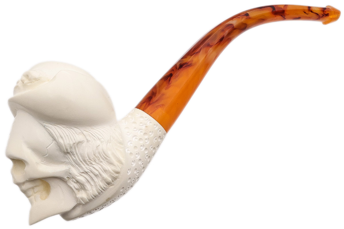 AKB Meerschaum Carved Conquistador Skull (with Case)