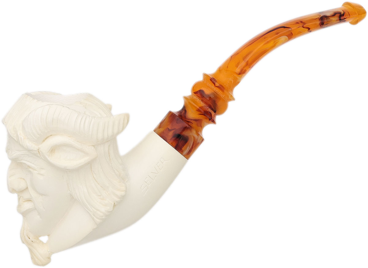 AKB Meerschaum Carved Satyr (Selver) (with Case)