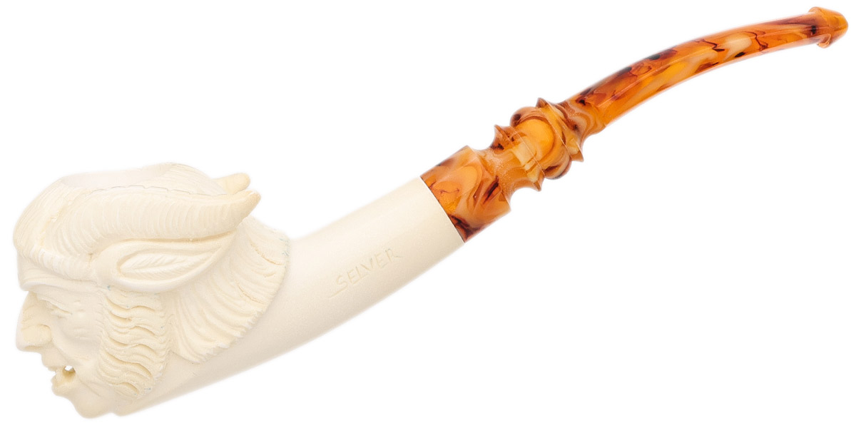 AKB Meerschaum Carved Satyr (Selver) (with Case)