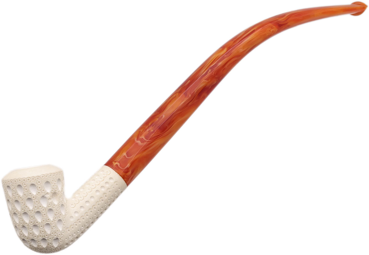 AKB Meerschaum Lattice Bent Dublin Churchwarden (with Case)