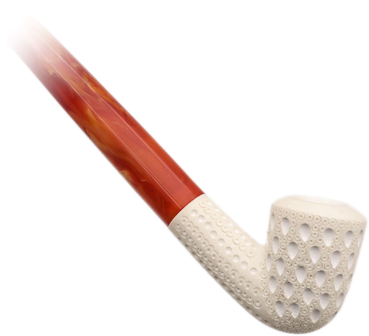 AKB Meerschaum Lattice Bent Dublin Churchwarden (with Case)
