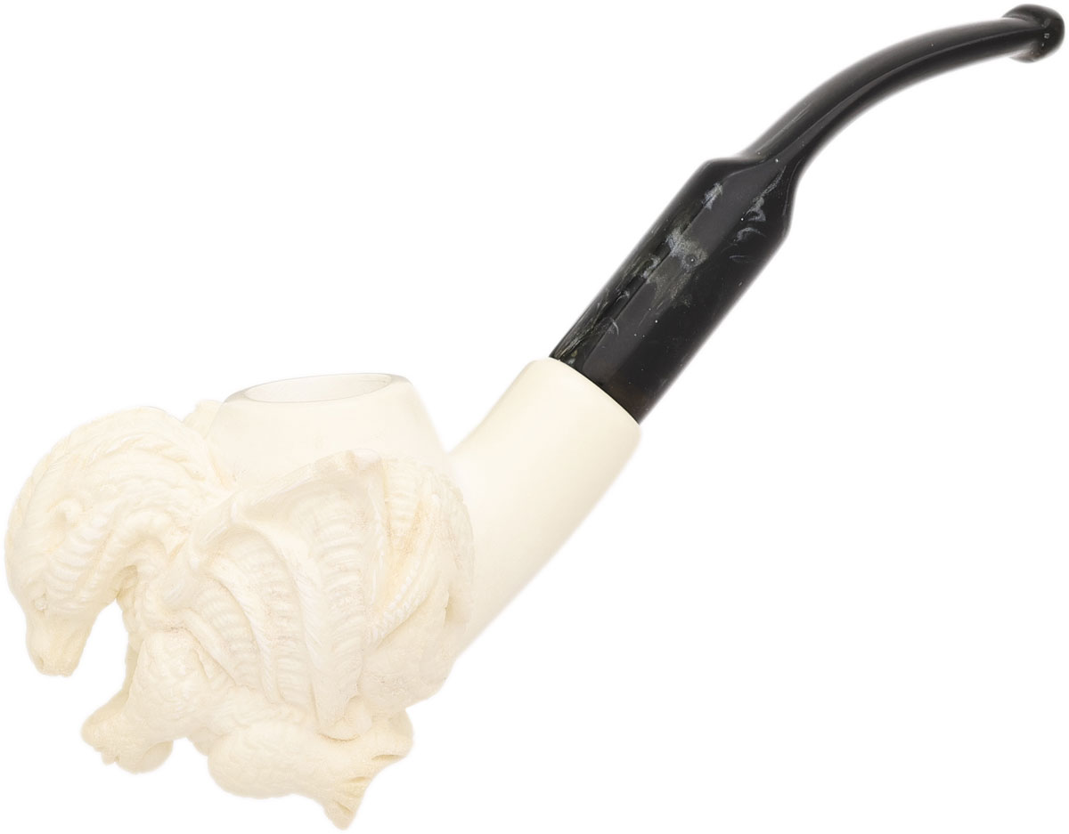 AKB Meerschaum Carved Dragon Holding Egg (with Case)