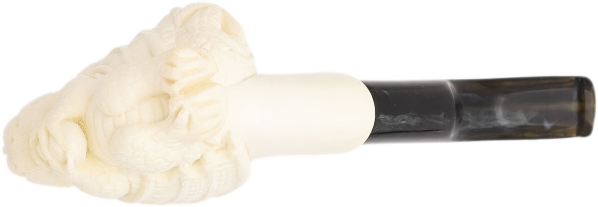 AKB Meerschaum Carved Dragon Holding Egg (with Case)