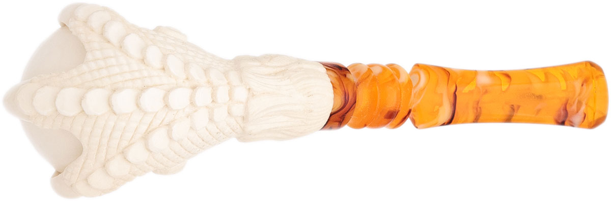 AKB Meerschaum Carved Dragon Claw Holding Smooth Egg (Selver) (with Case)