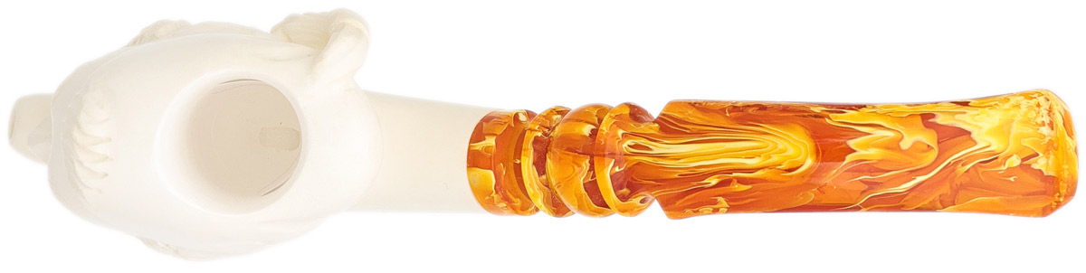 AKB Meerschaum Carved Bearded Man Wearing Nightcap Smoking PIpe (with Case)