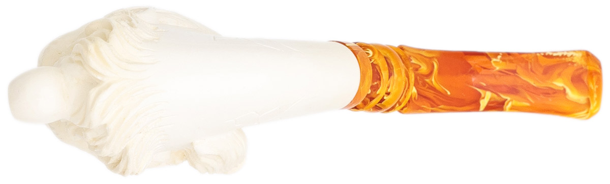 AKB Meerschaum Carved Bearded Man Wearing Nightcap Smoking PIpe (with Case)