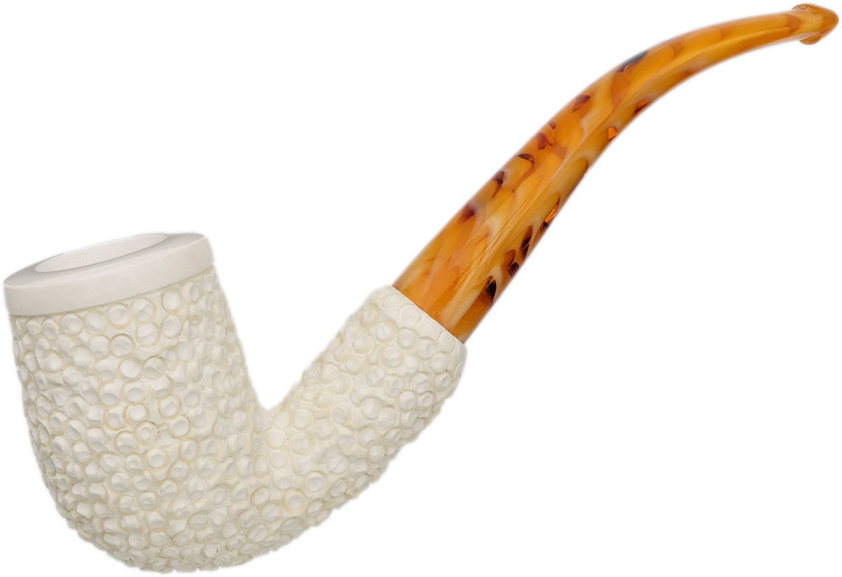 AKB Meerschaum Rusticated Bent Billiard (with Case)