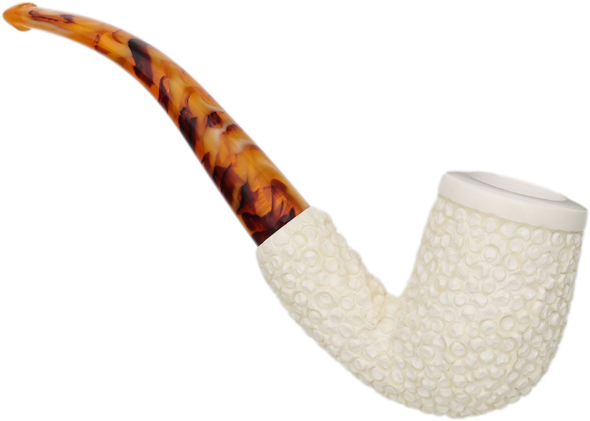 AKB Meerschaum Rusticated Bent Billiard (with Case)