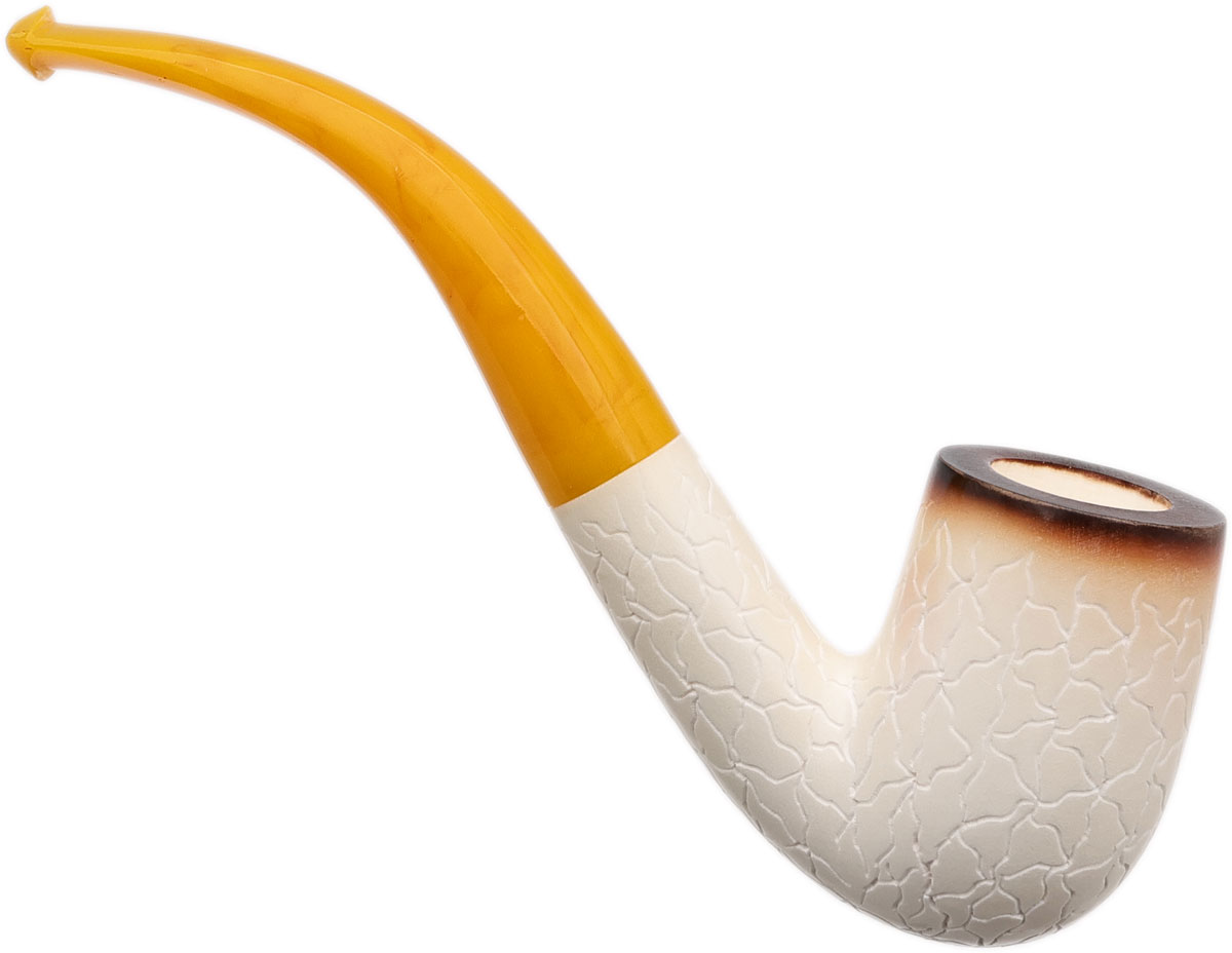 AKB Meerschaum Carved Bent Billiard (with Case)