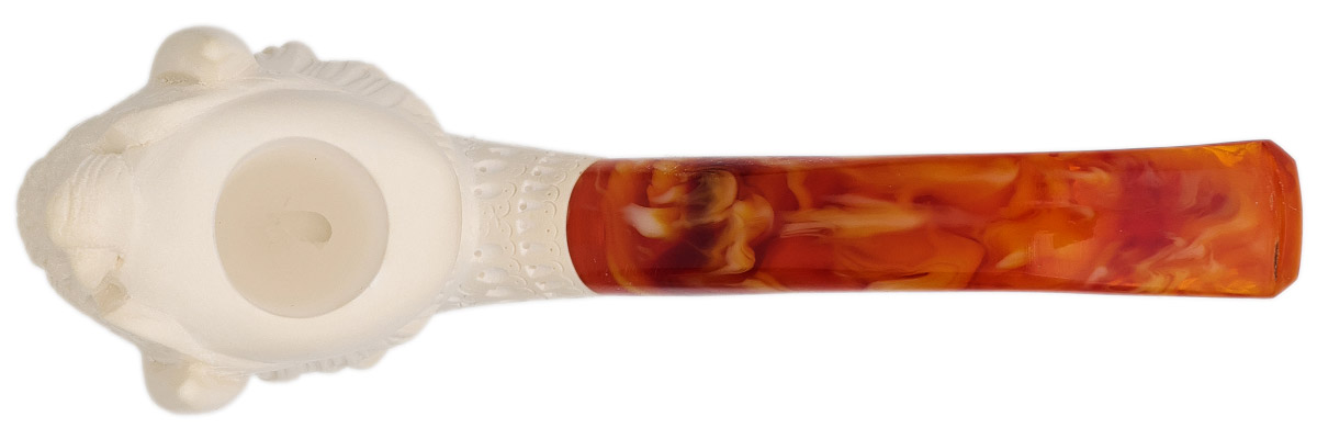 AKB Meerschaum Carved Viking with Horned Cap & Eyepatch (with Case)