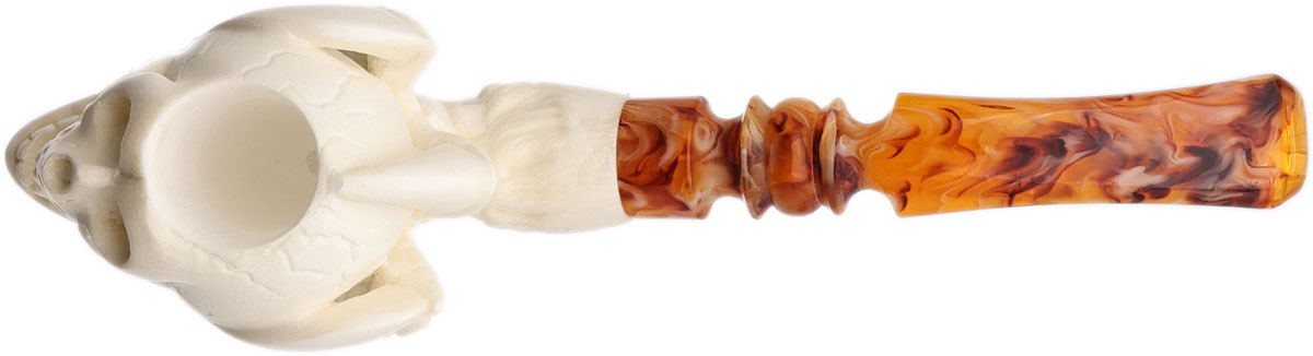 AKB Meerschaum Carved Dragon Claw Holding Skull (Selver) (with Case)