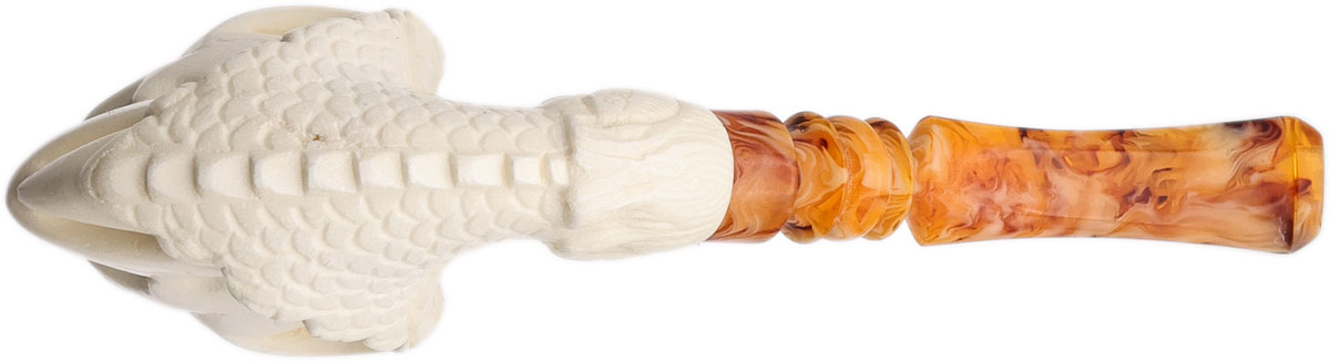 AKB Meerschaum Carved Dragon Claw Holding Skull (Selver) (with Case)