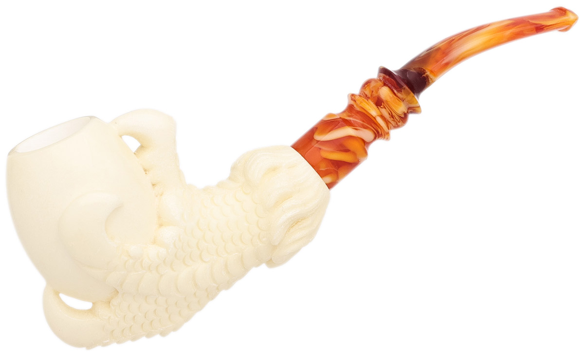 AKB Meerschaum Carved Dragon Claw Holding Smooth Egg (with Case)