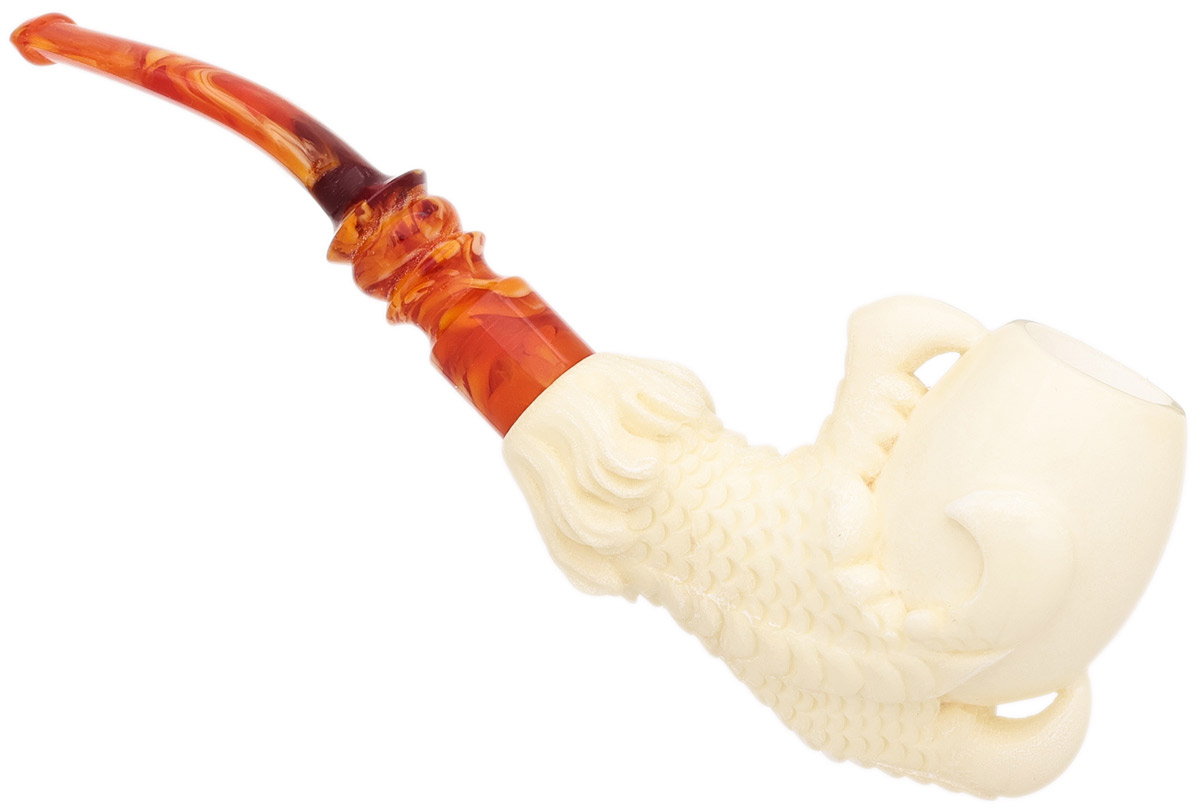 AKB Meerschaum Carved Dragon Claw Holding Smooth Egg (with Case)