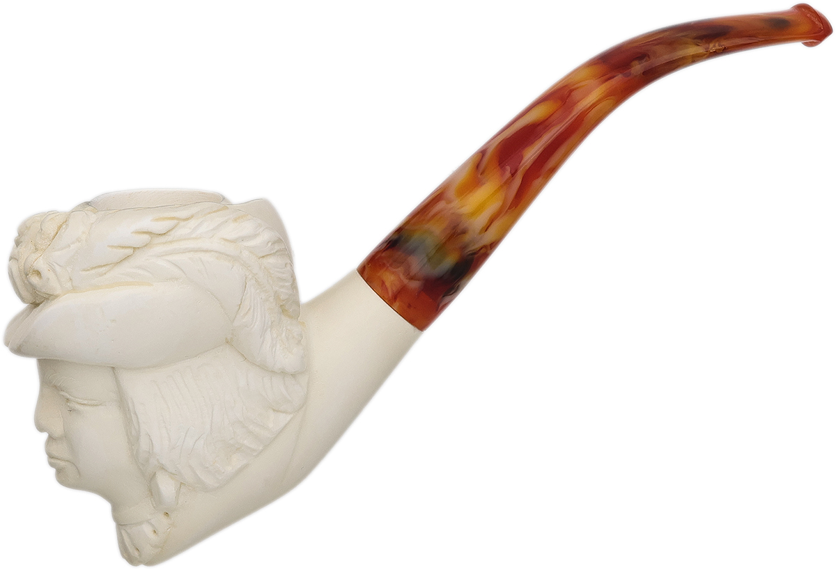 AKB Meerschaum Carved Lady in Floral Hat (with Case)