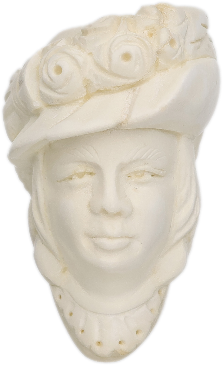 AKB Meerschaum Carved Lady in Floral Hat (with Case)