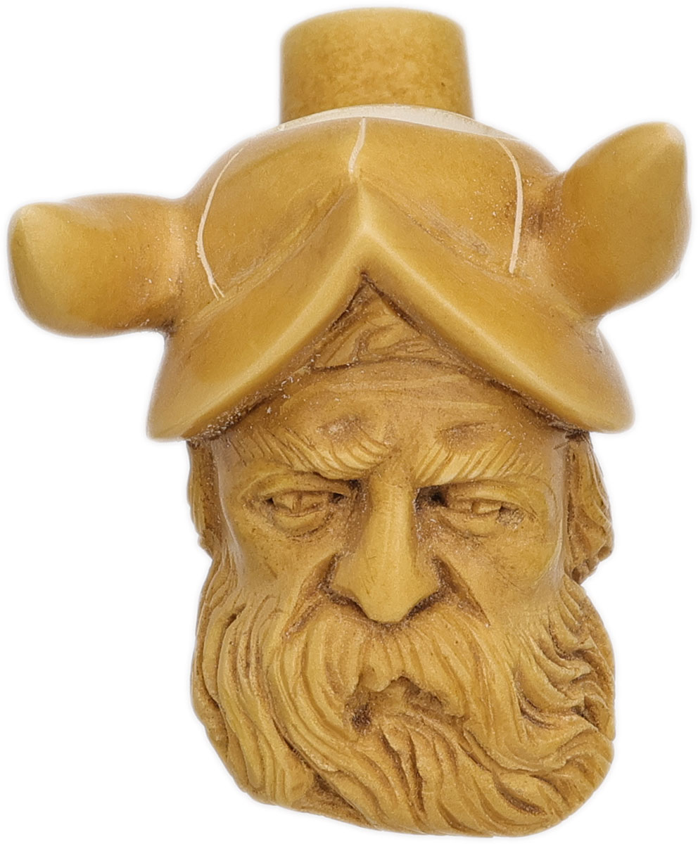 AKB Meerschaum Carved Viking with Horned Helmet (with Case)
