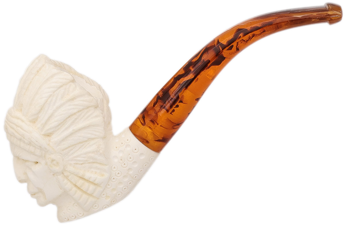 AKB Meerschaum Carved Native American Chief (with Case)