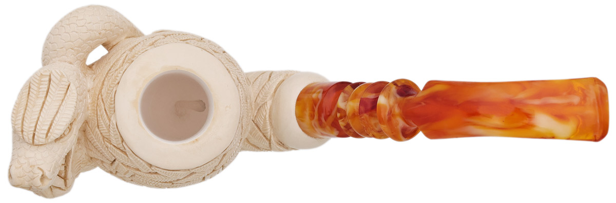 AKB Meerschaum Carved Dragon on Floral Egg (I. Baglan) (with Case)