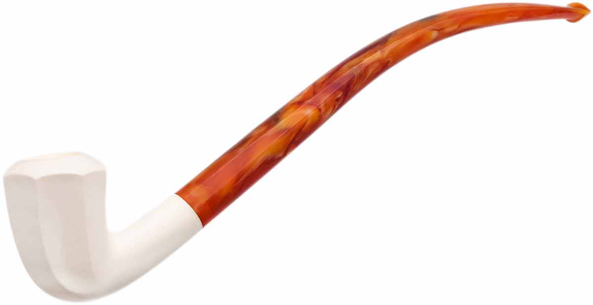 AKB Meerschaum Smooth Paneled Bent Billiard Churchwarden (Ali) (with Case)
