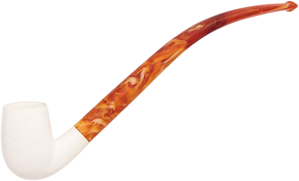 AKB Meerschaum Carved Bent Billiard Churchwarden (Ali) (with Case)