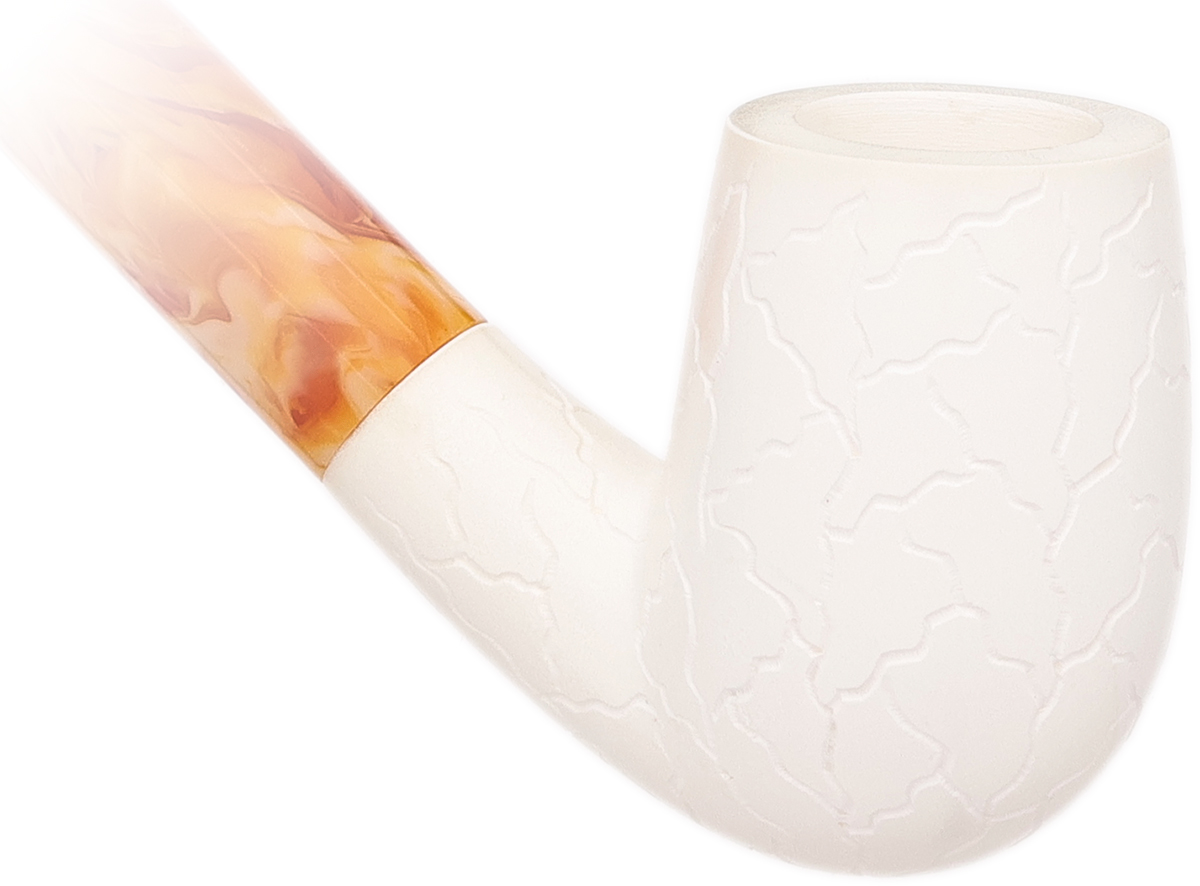 AKB Meerschaum Carved Bent Billiard Churchwarden (Ali) (with Case)