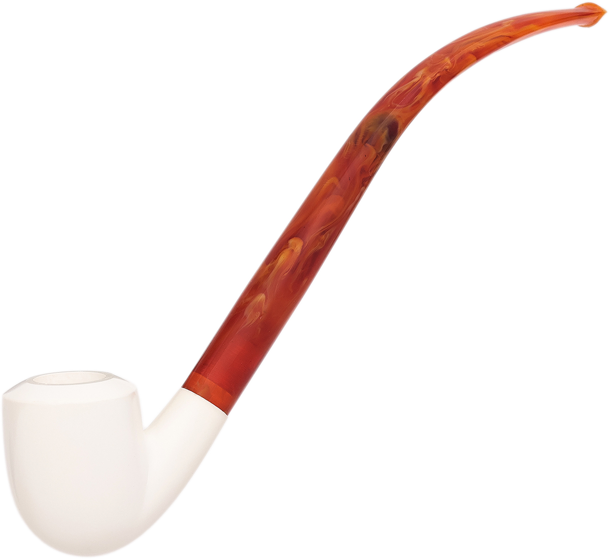 AKB Meerschaum Smooth Bent Billiard Churchwarden (Ali) (with Case)