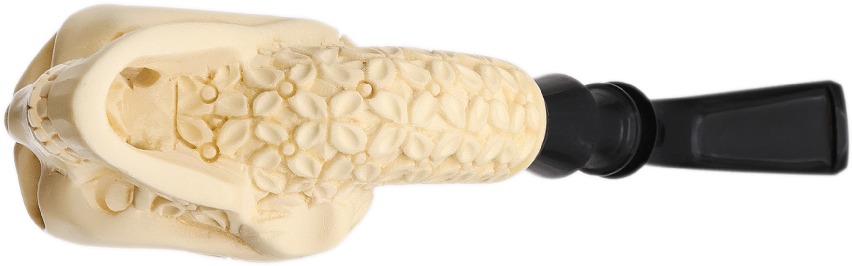 AKB Meerschaum Carved Floral Skull (with Case)
