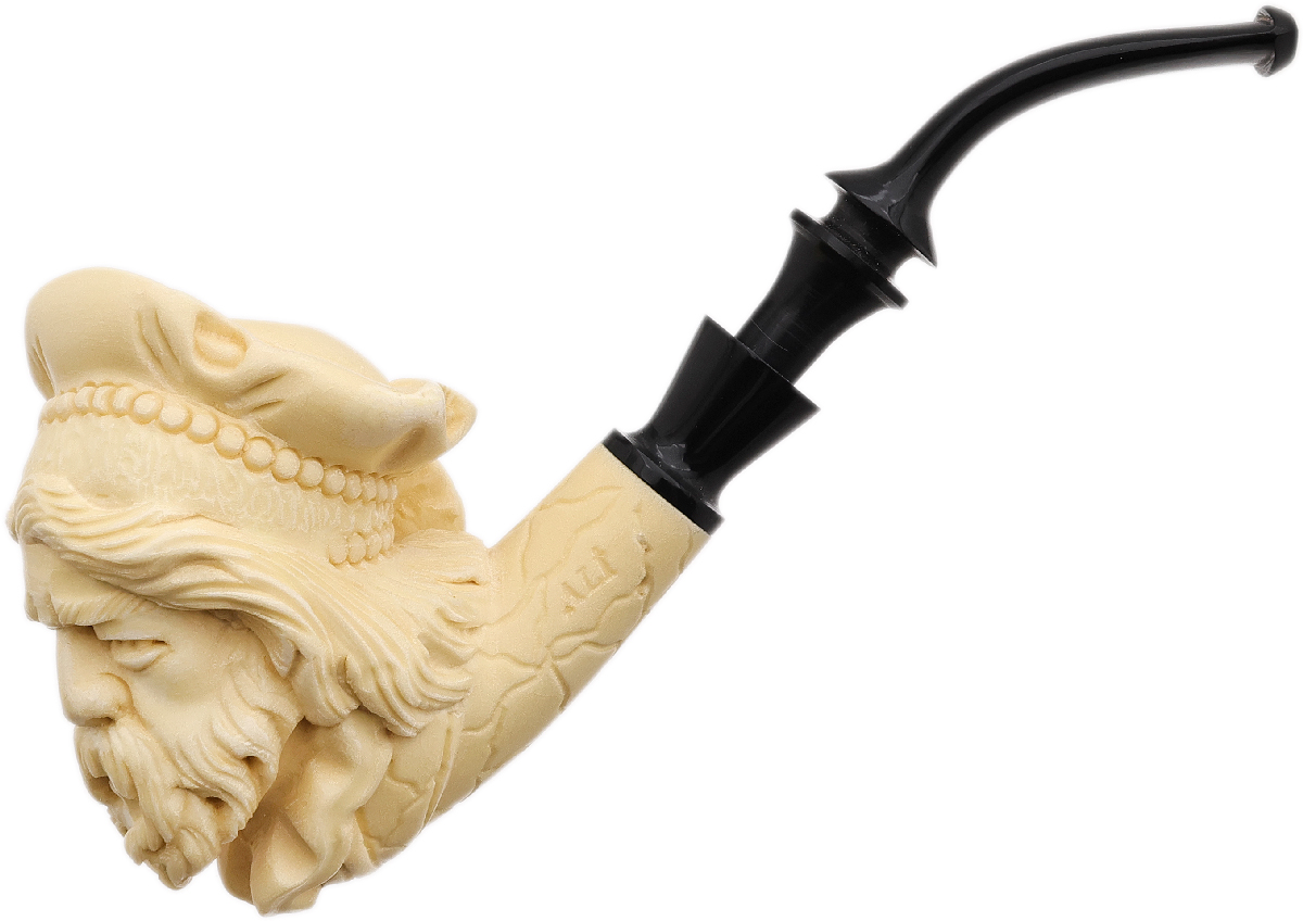 AKB Meerschaum Carved Bearded Man with Hat (Ali) (with Case)