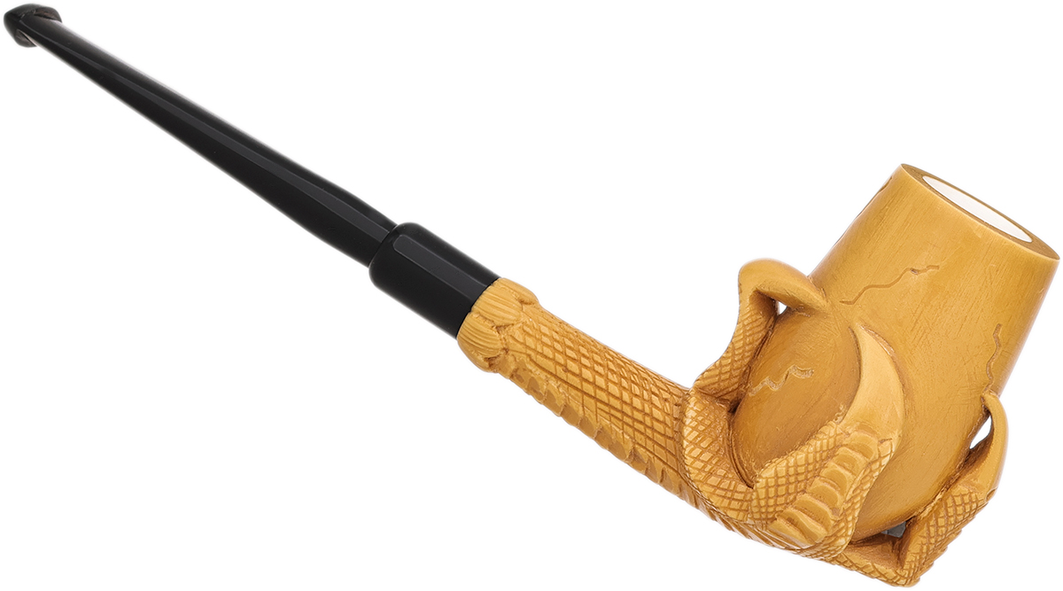 AKB Meerschaum Carved Dragon Claw Holding Spot Carved Egg (Ali) (with Case)