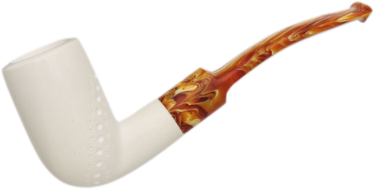 AKB Meerschaum Spot Carved Bent Stack (with Case)