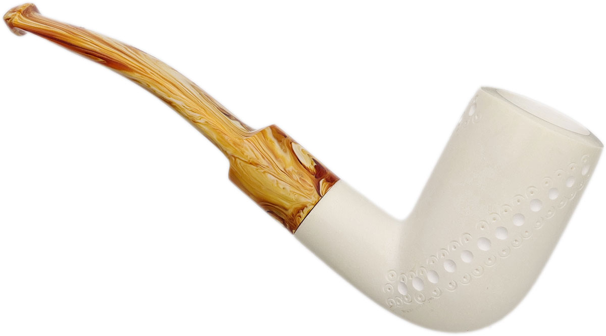 AKB Meerschaum Spot Carved Bent Stack (with Case)