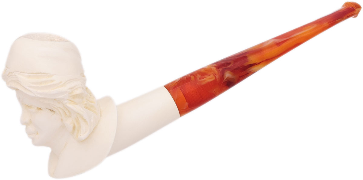 AKB Meerschaum Carved Lady with Headwrap (with Case)