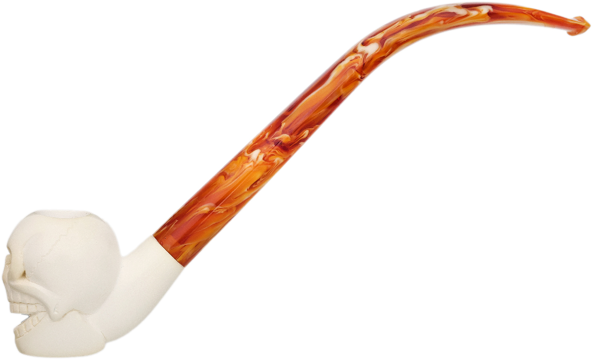 AKB Meerschaum Carved Skull Churchwarden (with Case)