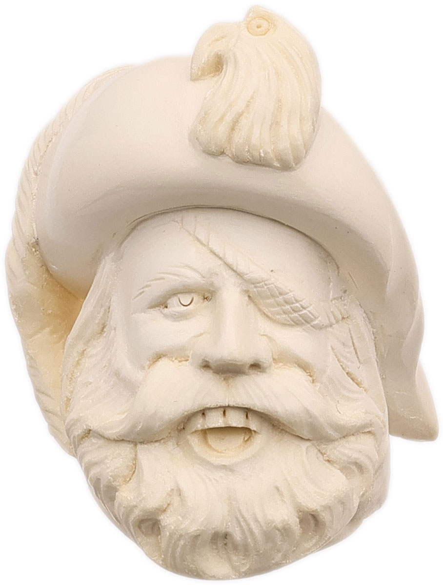 AKB Meerschaum Carved Pirate with Eyepatch & Feathed Cap (with Case)