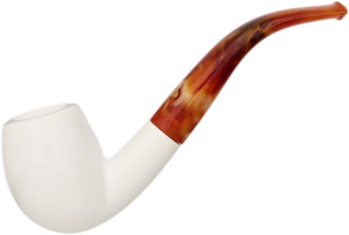 AKB Meerschaum Spot Carved Bent Billiard (with Case)