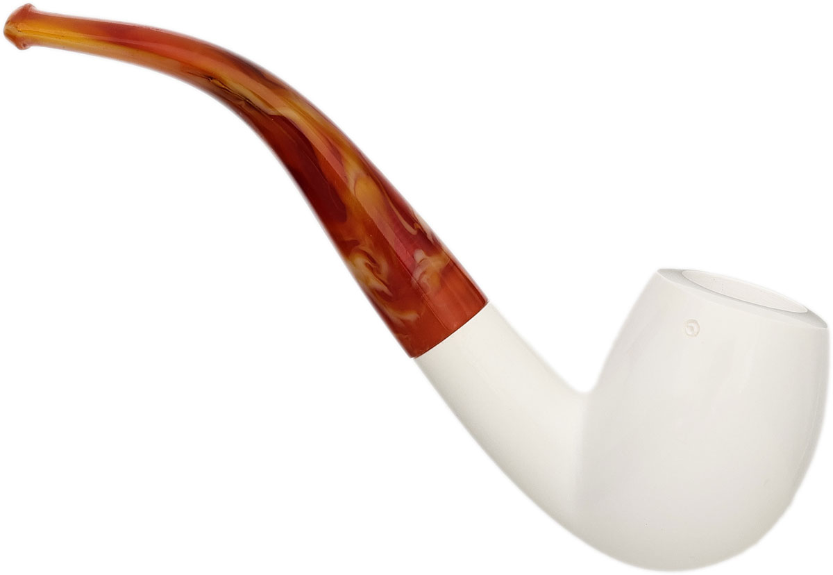 AKB Meerschaum Spot Carved Bent Billiard (with Case)