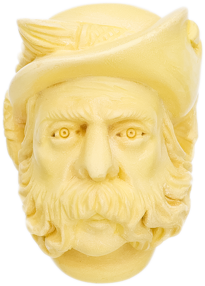 AKB Meerschaum Carved Bearded Man with Feathered Cap (with Case)
