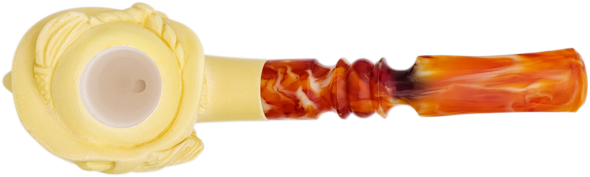 AKB Meerschaum Carved Bearded Man with Feathered Cap (with Case)