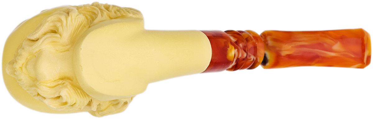 AKB Meerschaum Carved Bearded Man with Feathered Cap (with Case)