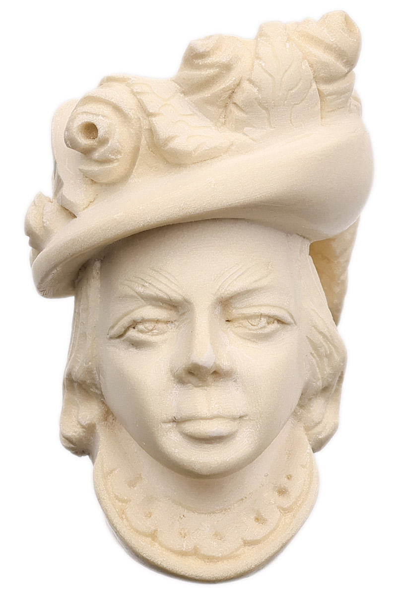 AKB Meerschaum Carved Lady in Floral Hat (with Case)