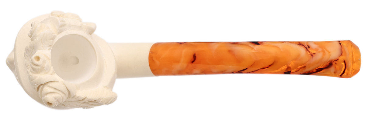 AKB Meerschaum Carved Lady in Floral Hat (with Case)