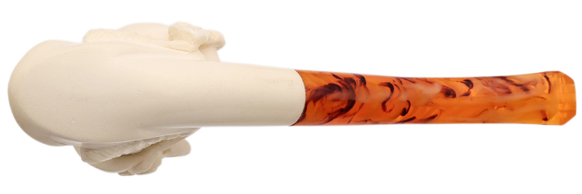 AKB Meerschaum Carved Lady in Floral Hat (with Case)