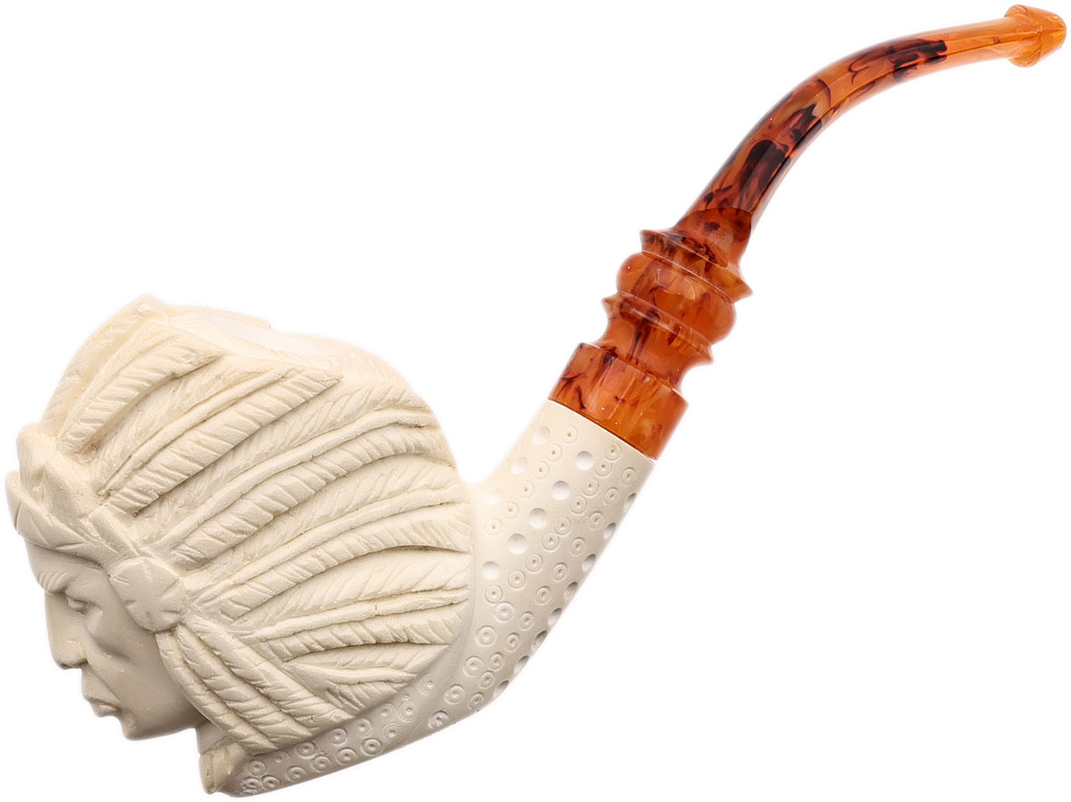 AKB Meerschaum Carved Native American Chief (with Case)