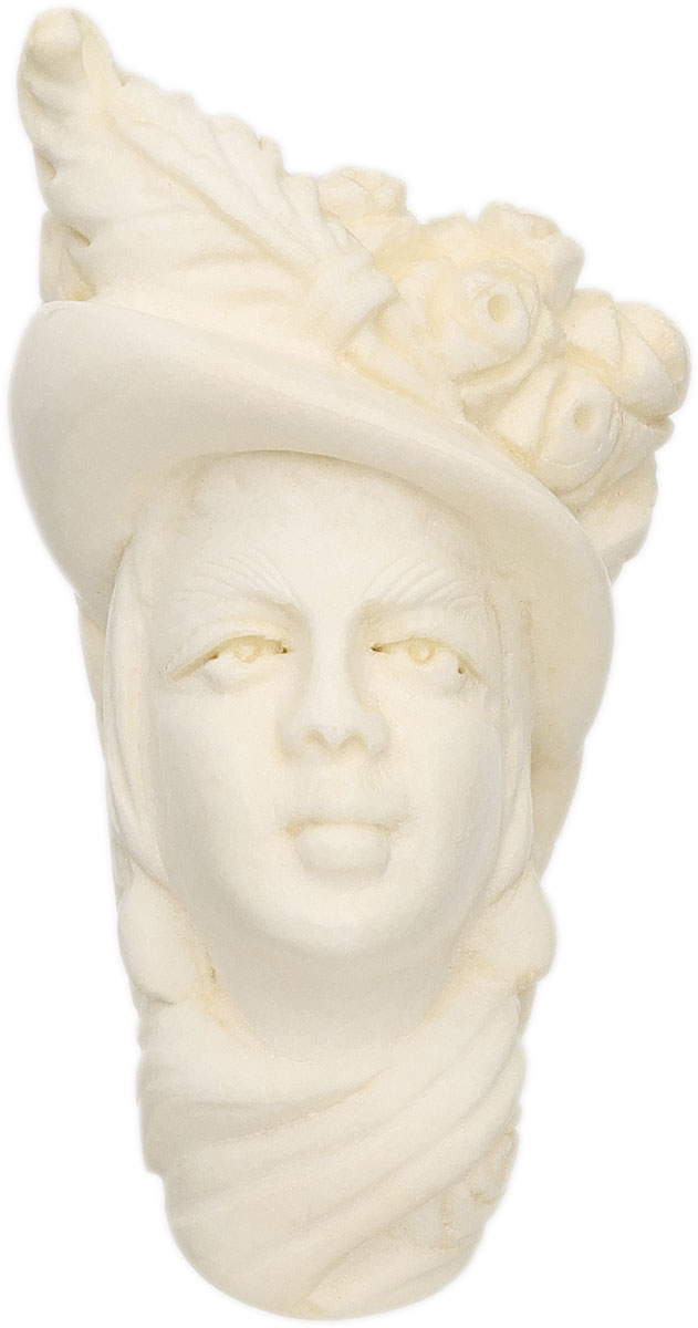 AKB Meerschaum Carved Lady in Floral Hat (with Case)