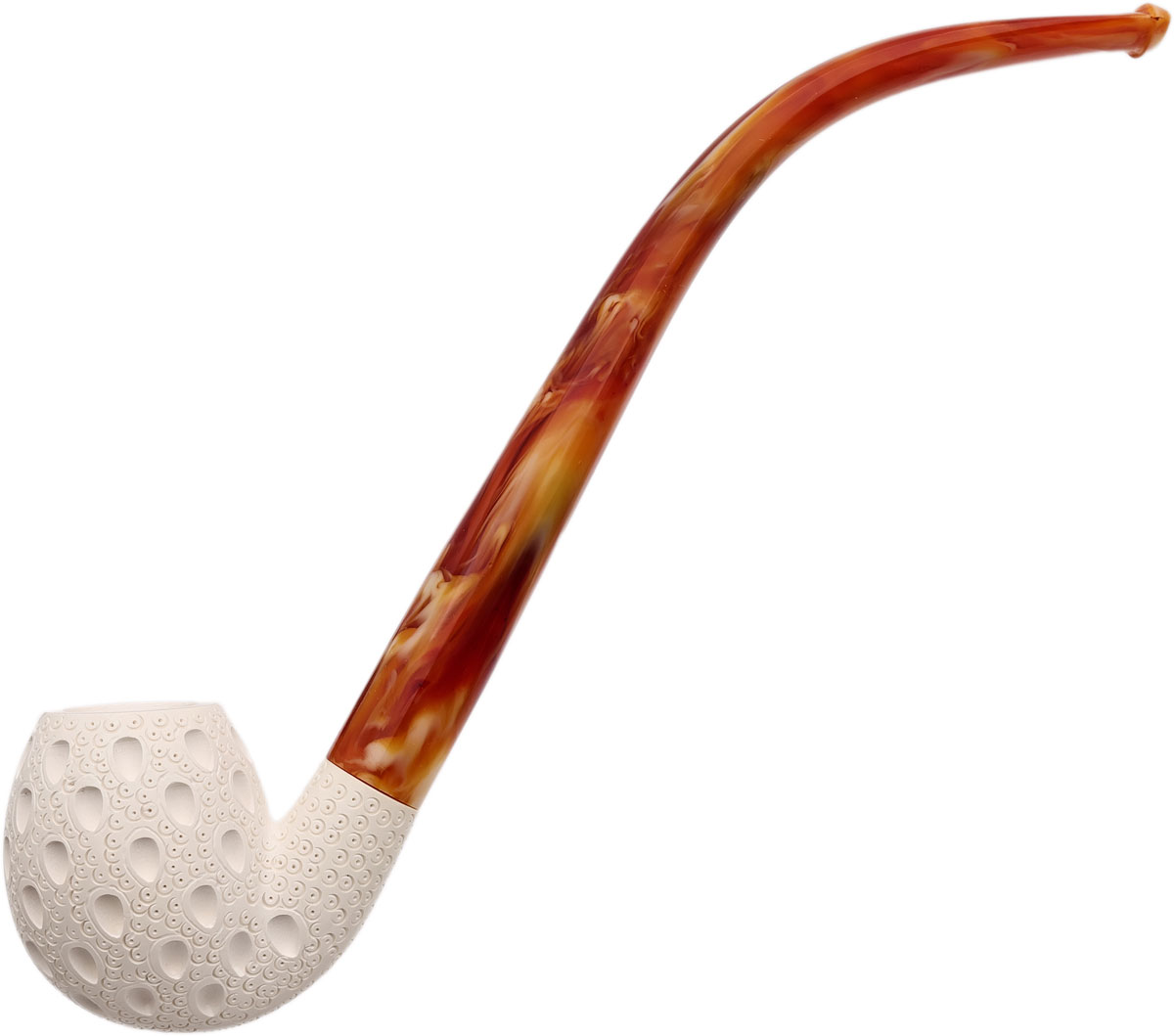 AKB Meerschaum Lattice Bent Egg Churchwarden (with Case)