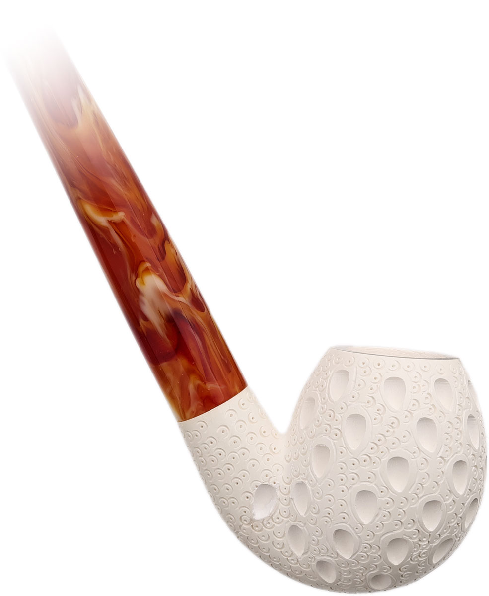 AKB Meerschaum Lattice Bent Egg Churchwarden (with Case)