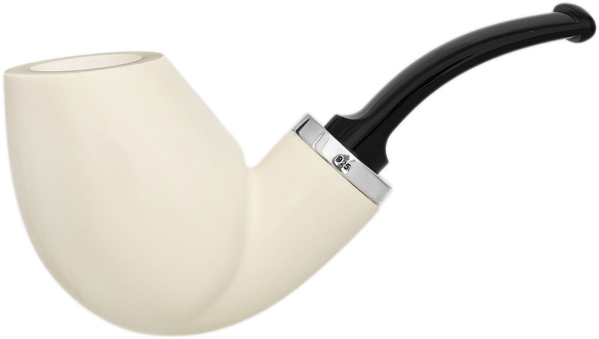 AKB Meerschaum Smooth Reverse Calabash Bent Brandy with Silver (with Case)