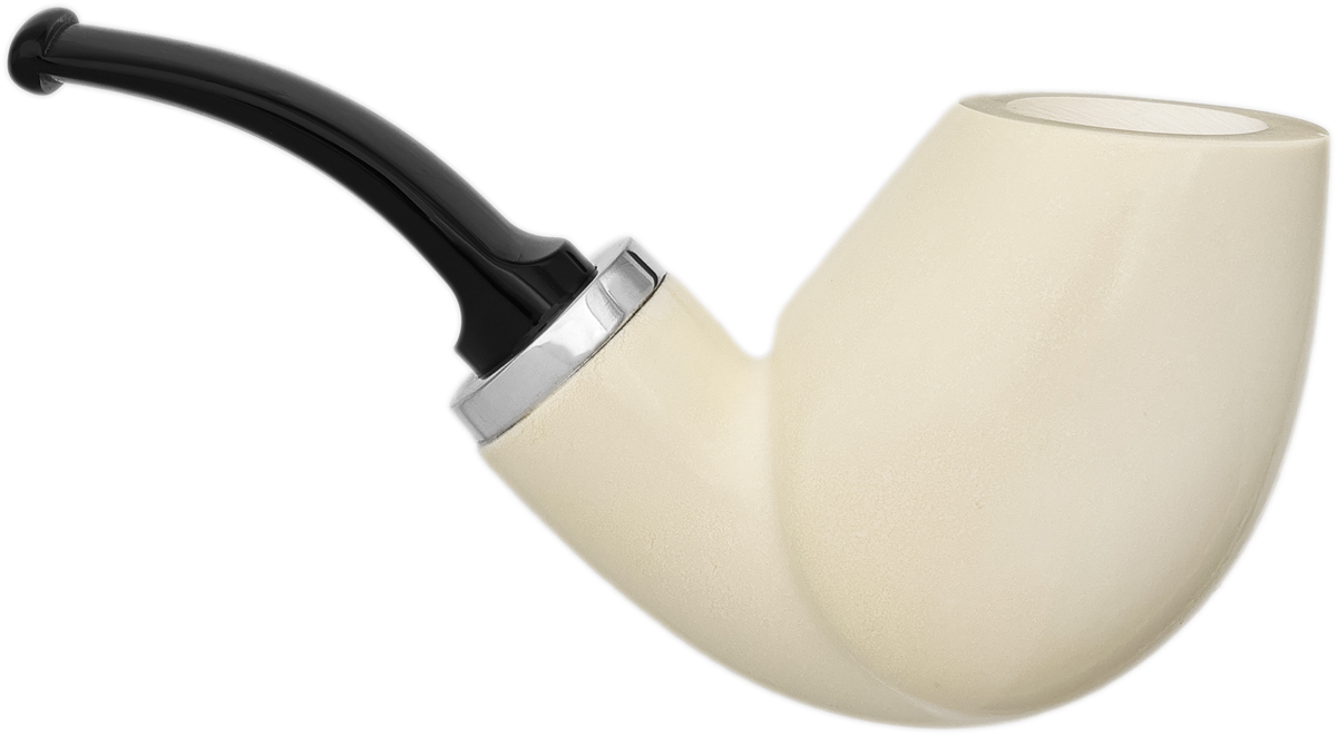 AKB Meerschaum Smooth Reverse Calabash Bent Brandy with Silver (with Case)